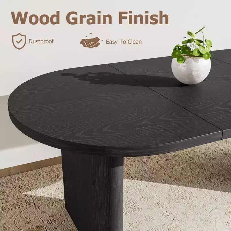Tavolo da pranzo ovale da 180 cm con 6 sedie imbottite, tavolo da cucina con robusta base in legno, sedia da pranzo con schienale alto e gambe in legno per cucina