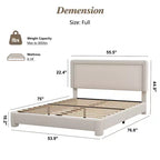 Telaio letto Dyonery Queen-size, telaio letto moderno color crema con testiera regolabile, angoli arrotondati, non è necessario un materasso a molle, facile montaggio.