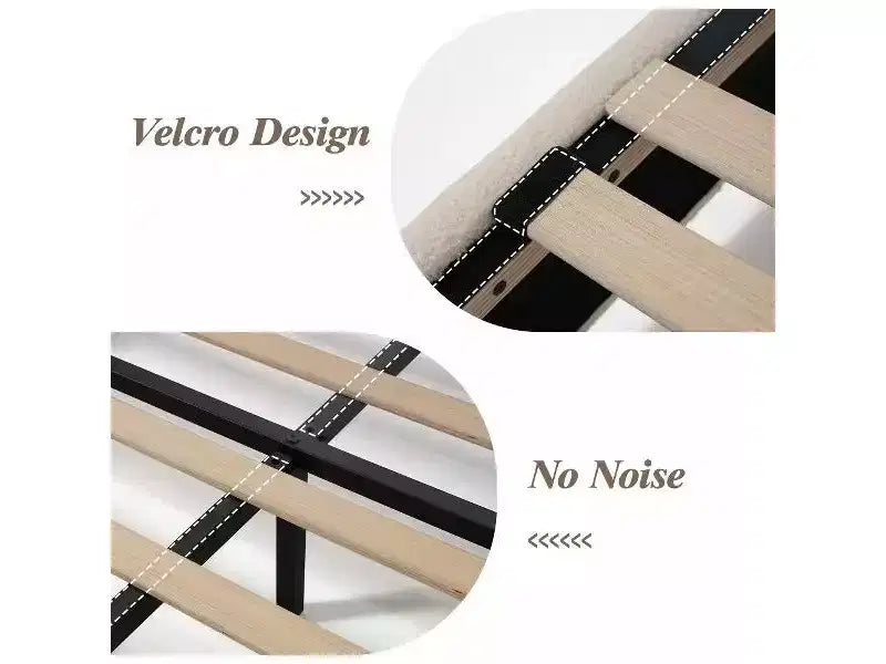Telaio letto Dyonery Queen-size, telaio letto moderno color crema con testiera regolabile, angoli arrotondati, non è necessario un materasso a molle, facile montaggio.