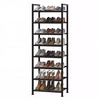 Scarpiera stretta a 8 livelli, Organizer alto in metallo per 18-24 paia di scarpe, Porta scarpe verticale sottile per armadio, ingresso, piccoli spazi, Nero