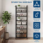 Scarpiera stretta a 8 livelli, Organizer alto in metallo per 18-24 paia di scarpe, Porta scarpe verticale sottile per armadio, ingresso, piccoli spazi, Nero