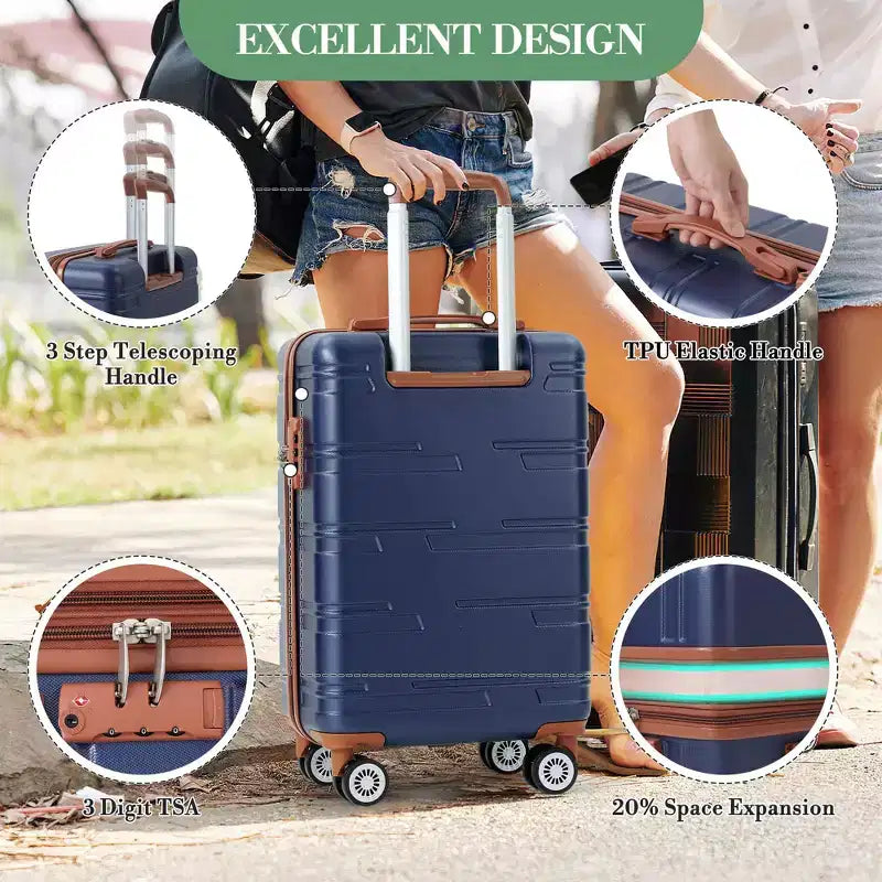 Valigia rigida espandibile da 24 pollici - Valigia spinner in ABS leggera con lucchetto TSA, approvata per il trasporto aereo
