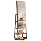VEVOR 360 Swivel Jewelry Cabinet, 61-inch Tall, Full-Length Mirror with Storage, Standing Rotatable Jewelry Armoire Organizer, with 2 Keys, Brown