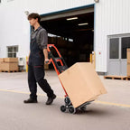 VEVOR Carrello Saliscale Convertibile Industriale 3 in 1, Capacità Massima 350 kg, Carrello Pieghevole con Maniglia e Ruote, Nero e Arancione