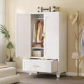 Zevemomo 60.16 Metal Armoire Wardrobe Closet with Drawer and Adjustable Shelf, Tall Storage Cabinets for Bedroom, Laundry Room, Office, White