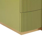 Whisen Comodino Moderno, Tavolino da Notte, Tavolino con Pannello Scanalato, Legno ad Alta Densità, 2 Cassetti, Maniglia Dorata, Guide Silenziose, Antiribaltamento