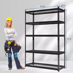 Scaffale metallico a 5 ripiani per carichi pesanti, capacità 1000 kg, scaffale industriale regolabile 120 L x 45 P x 183 H cm, per garage, cantina, cucina
