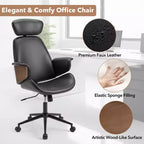Sedia da ufficio ergonomica Costway con poggiatesta, altezza regolabile, similpelle e base in metallo