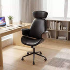 Sedia da ufficio ergonomica Costway con poggiatesta, altezza regolabile, similpelle e base in metallo