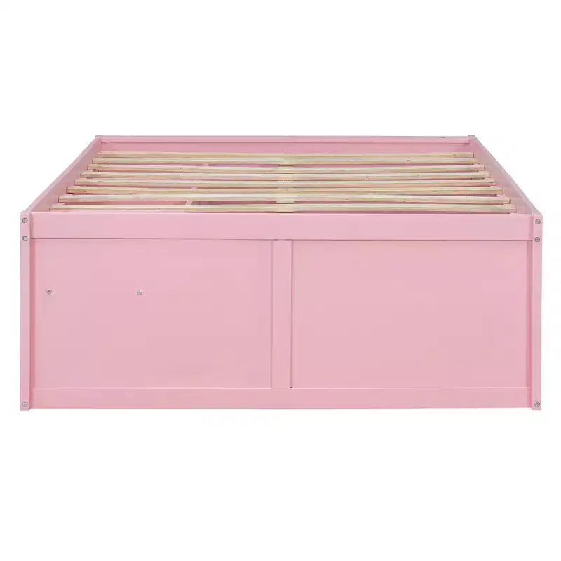 Letto a piattaforma Zeus & Ruta Wood con libreria, mobiletto, luce e cassetto