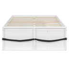 Letto a piattaforma Zeus & Ruta Wood con libreria, mobiletto, luce e cassetto