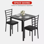 Set da pranzo salvaspazio compatto per 2 persone - Tavolo quadrato moderno con 2 sedie - Perfetto per piccoli appartamenti, cucine o angoli per la colazione
