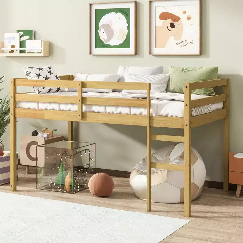 MAYEERTY Struttura Letto Matrimoniale in Legno di Pino Massiccio Senza Necessità di Rete a Molle Design Silenzioso