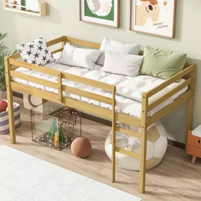 MAYEERTY Struttura Letto Matrimoniale in Legno di Pino Massiccio Senza Necessità di Rete a Molle Design Silenzioso