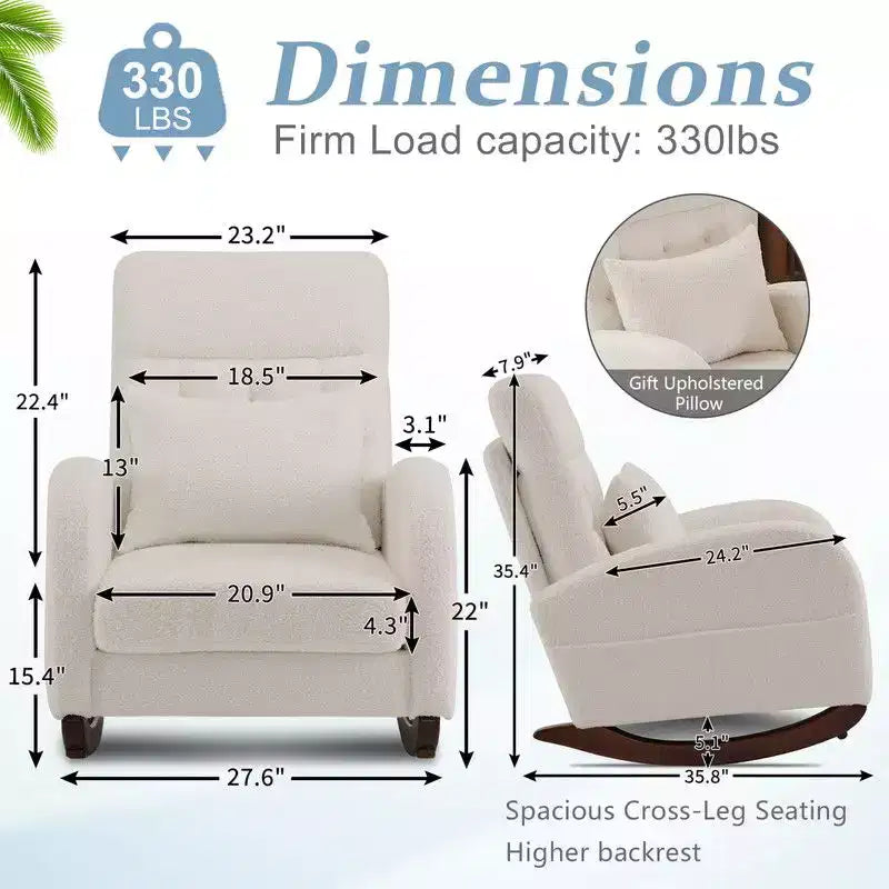 Sedia a dondolo imbottita Karl Home, beige