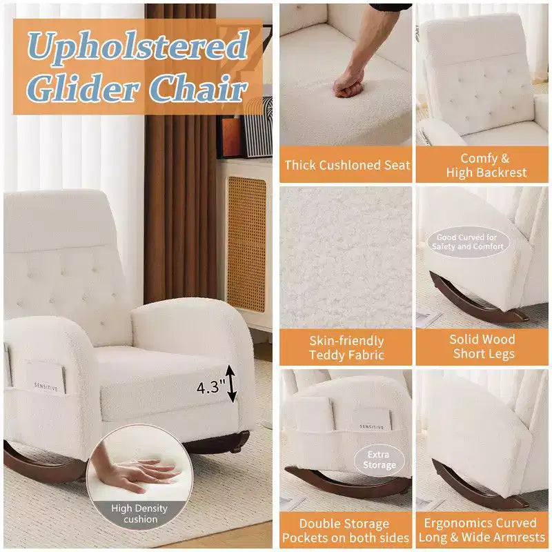 Sedia a dondolo imbottita Karl Home, beige