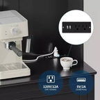 Mobile credenza da cucina da 63" con stazione di ricarica, angolo caffè con 1 grande cassetto, ripiani regolabili e 4 ganci