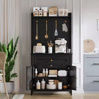 Mobile credenza da cucina da 63" con stazione di ricarica, angolo caffè con 1 grande cassetto, ripiani regolabili e 4 ganci