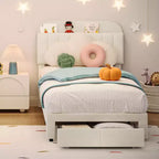 Set da 2 telai letto singolo imbottiti in velluto con cassetto e testiera contenitore, nessuna rete a molle richiesta, beige silenzioso