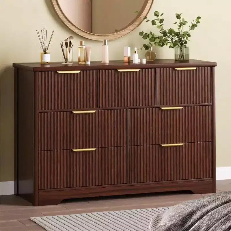 Cassettiera larga 47,24 pollici con 7 cassetti, cassettiera moderna con maniglie in metallo, organizer in legno per camera da letto, soggiorno, corridoio