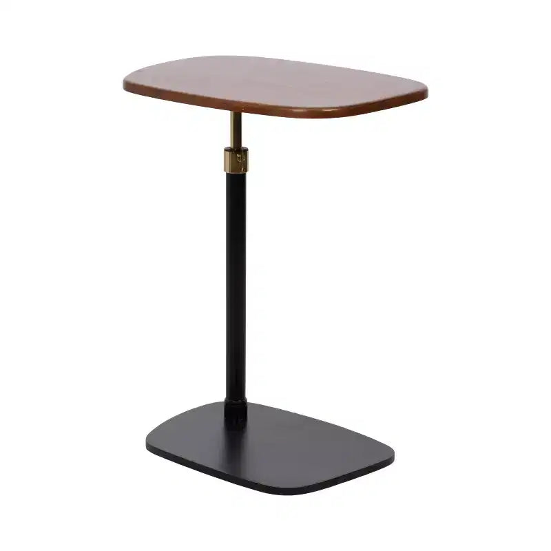 Kate and Laurel Adamas Adjustable C-Table, Walnut Brown and Black, 22x16x28