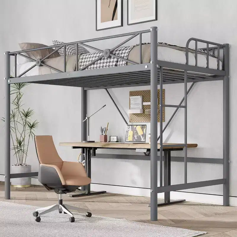 Struttura Letto a Soppalco Singolo, in Metallo Resistente con Capacità 180 kg, Design Salvaspazio e Silenzioso per Bambini, Ragazzi, Adulti