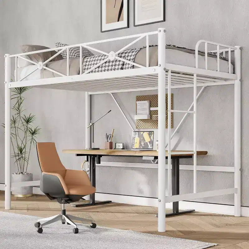 Struttura Letto a Soppalco Singolo, in Metallo Resistente con Capacità 180 kg, Design Salvaspazio e Silenzioso per Bambini, Ragazzi, Adulti