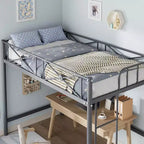 Struttura Letto a Soppalco Singolo, in Metallo Resistente con Capacità 180 kg, Design Salvaspazio e Silenzioso per Bambini, Ragazzi, Adulti