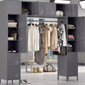 Garvee Gray Metal Locker Wardrobe with Hanging Rod Adjustable Shelves, Freestanding Storage Organizer for Home Office Gym Dorm