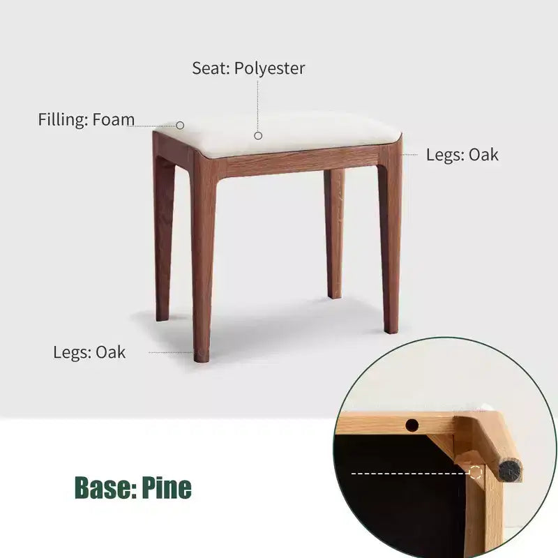 GDFStudio Sgabello per Toeletta Ernest Moderno in Legno Massiccio e Rivestito