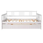 Divano letto in legno massello con letto estraibile singolo, salvaspazio per camera degli ospiti o da letto, bianco