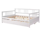Divano letto in legno massello con letto estraibile singolo, salvaspazio per camera degli ospiti o da letto, bianco
