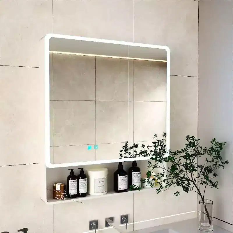 FAMYYT 32 in. W x35 in. H Aluminum Medicine Cabinet with Mirror and Light, Anti-fog, Easy to install