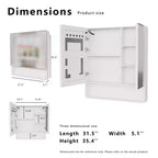 FAMYYT 32 pollici L x 35 pollici A Mobiletto da bagno in alluminio con specchio e luce, anti-appannamento, facile da installare