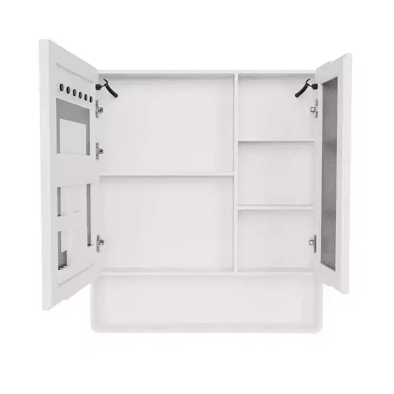 FAMYYT 32 pollici L x 35 pollici A Mobiletto da bagno in alluminio con specchio e luce, anti-appannamento, facile da installare