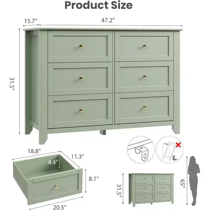 Comò contenitore moderno ed elegante a 6 cassetti, cassettiera in legno con finitura laccata e gambe in legno massello, organizer versatile per camera da letto, cameretta, soggiorno e guardaroba