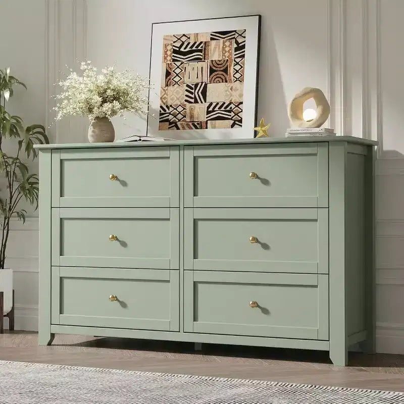Comò contenitore moderno ed elegante a 6 cassetti, cassettiera in legno con finitura laccata e gambe in legno massello, organizer versatile per camera da letto, cameretta, soggiorno e guardaroba