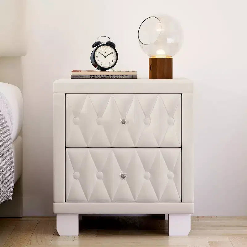 Comodino Elegante in Velluto di Lusso con 2 Cassetti per Camera da Letto o Soggiorno