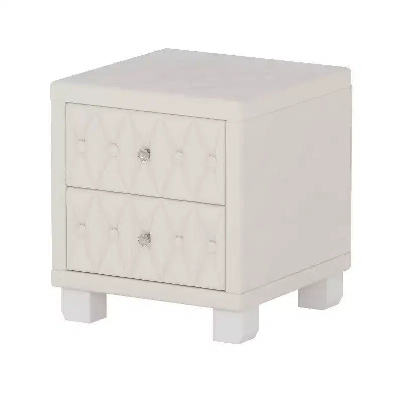 Comodino Elegante in Velluto di Lusso con 2 Cassetti per Camera da Letto o Soggiorno