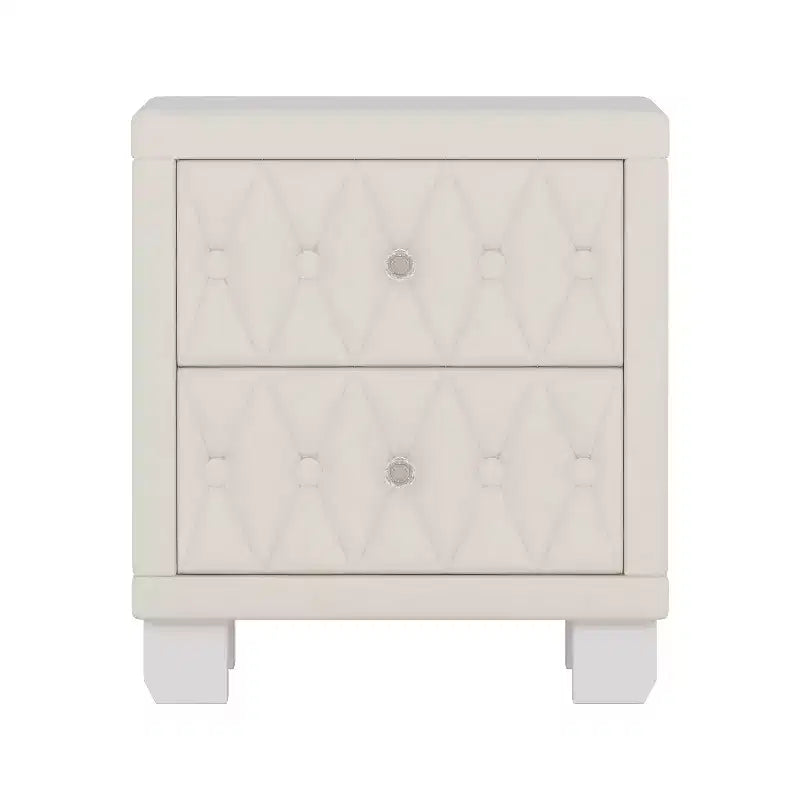 Comodino Elegante in Velluto di Lusso con 2 Cassetti per Camera da Letto o Soggiorno