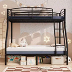 Letto a castello Twin Over Full, in metallo con scaletta e ringhiera, resistente, bordi arrotondati e lisci, design salvaspazio, ideale per dormitori e camere piccole