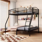 Twin Over Full Bunk Bed,Metal Bunk Beds with Ladder and Guardrail,Heavy Duty,Smooth Rounded Edges,Space Saving Design,Ideal for Dorms and Small Rooms