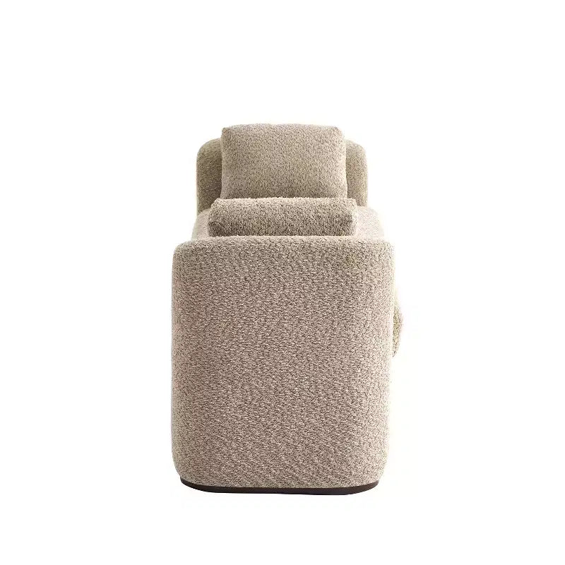 GDFStudio Jase Panca Moderna in Bouclé con Struttura in Legno di Gomma e Cuscini