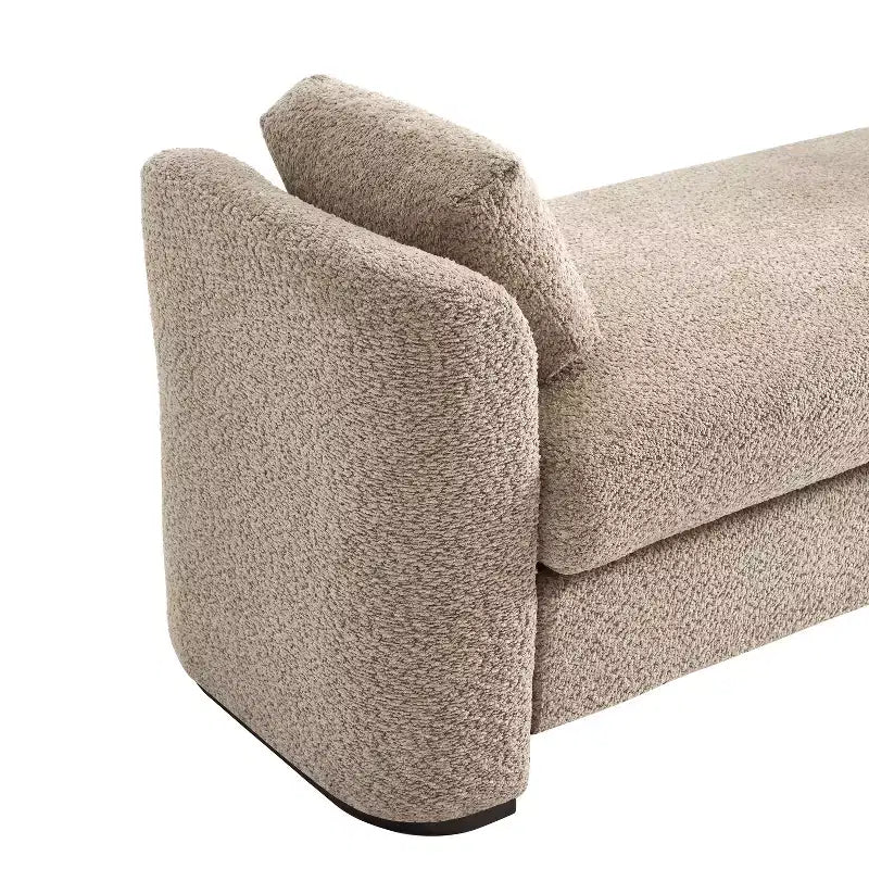 GDFStudio Jase Panca Moderna in Bouclé con Struttura in Legno di Gomma e Cuscini