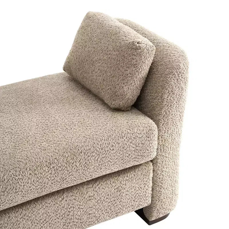 GDFStudio Jase Panca Moderna in Bouclé con Struttura in Legno di Gomma e Cuscini