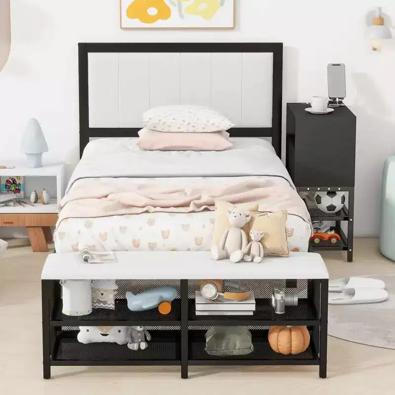MAYEERTY Teddy Fleece Upholstered Platform Bed with Underbed Storage, Curved Design & Sturdy Solid Frame