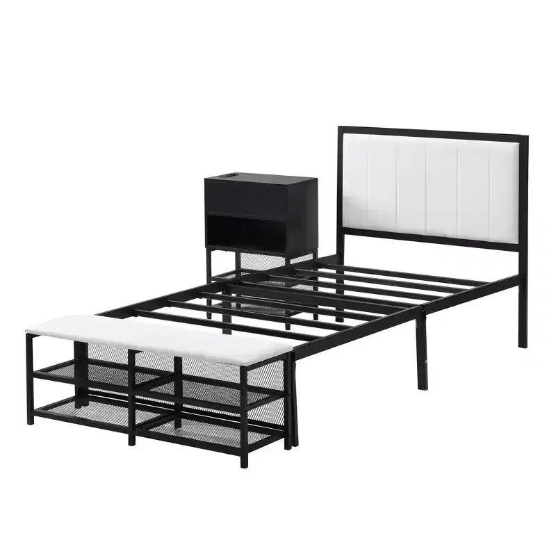 MAYEERTY Letto a Piattaforma Rivestito in Pile Teddy con Contenitore Sottoposto, Design Curvo e Robusta Struttura Solida