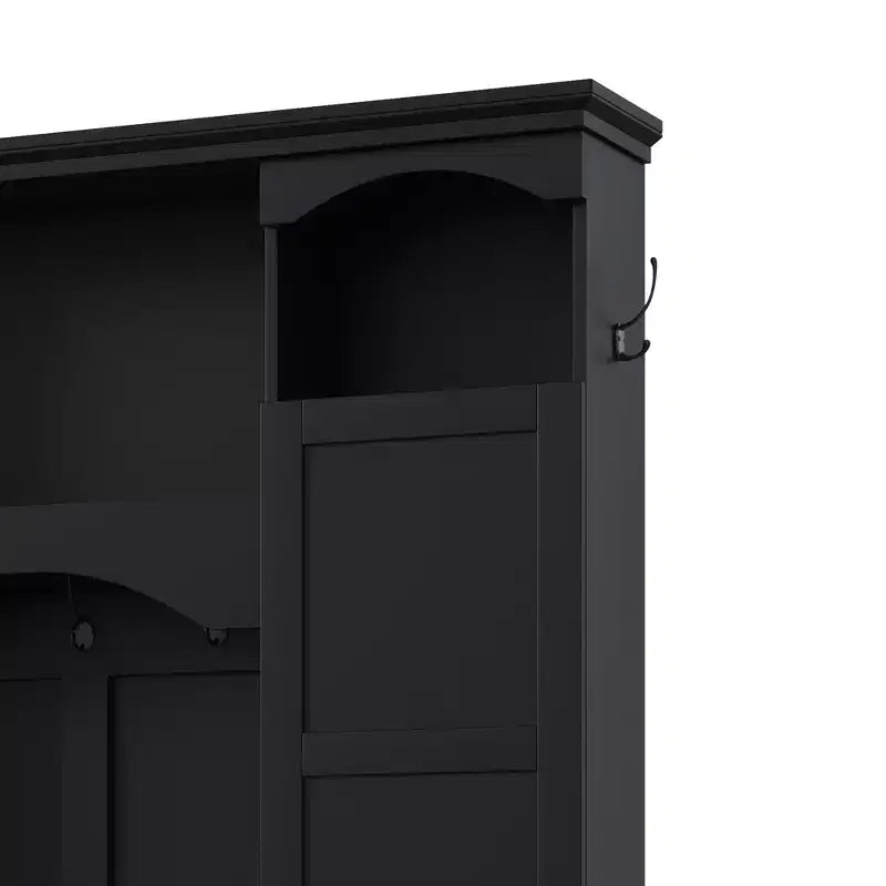 Appendiabiti Moderno Tutto in Uno con Ripiani Regolabili, Panca Contenitore Rustica con 7 Ganci e Mobiletti Laterali, Organizer da Ingresso - ModernLuxe