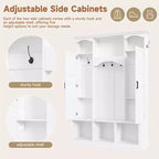 Appendiabiti Moderno Tutto in Uno con Ripiani Regolabili, Panca Contenitore Rustica con 7 Ganci e Mobiletti Laterali, Organizer da Ingresso - ModernLuxe