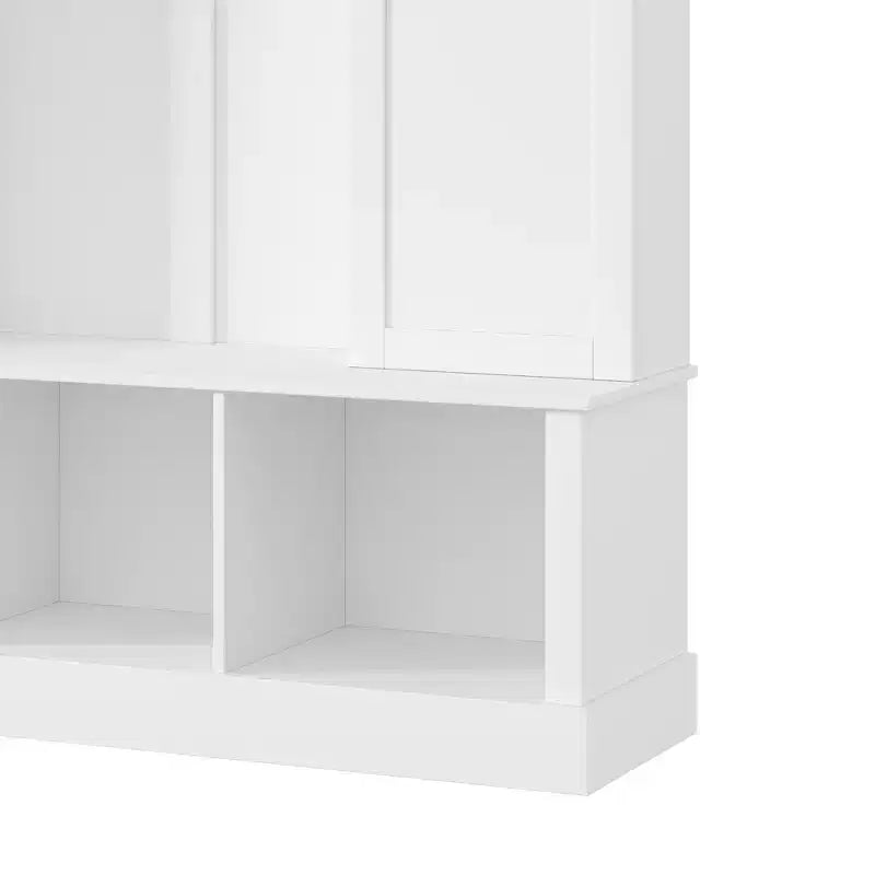 Appendiabiti Moderno Tutto in Uno con Ripiani Regolabili, Panca Contenitore Rustica con 7 Ganci e Mobiletti Laterali, Organizer da Ingresso - ModernLuxe